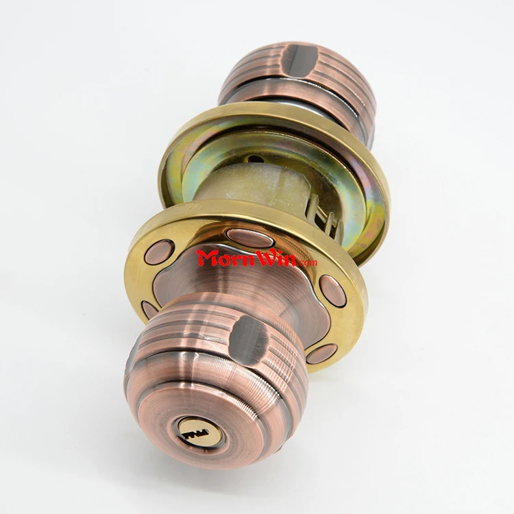 Zinc Alloy Round Lever Ball Door Knob Set Handle Lock Bathroom Room cylindrical lock with keys