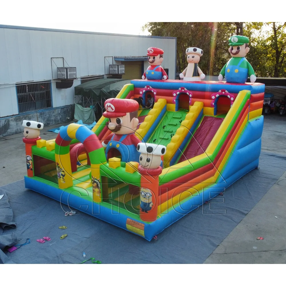 New design inflatable bouncy castle with slide cartoon inflatable kids jumper bouncer combo slide