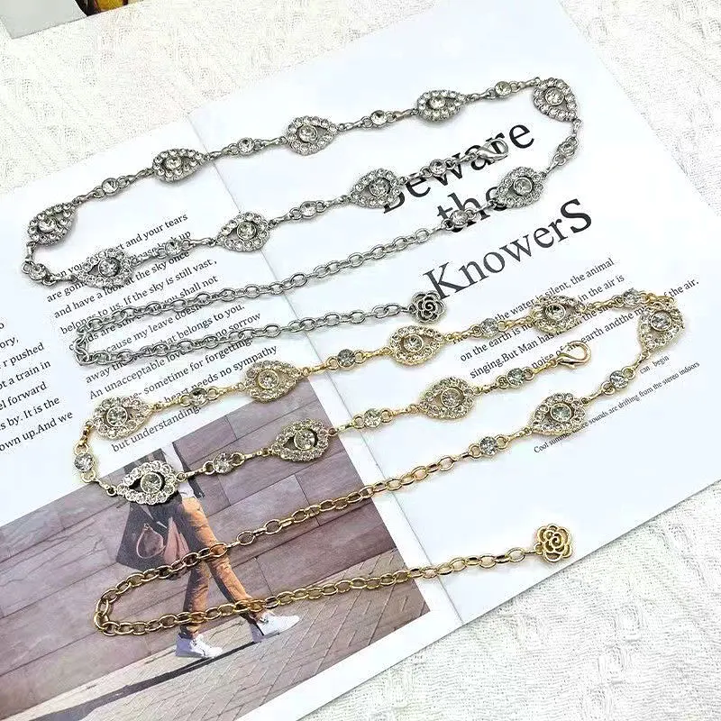 Ladies Fashion Accessories Luxury Designer High Quality Silver Metal Chain Waist Belts for Women body chain for dress