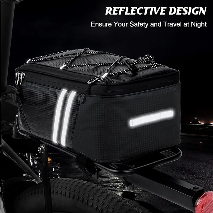 Factory Custom Rear Bike Rack Bag with Rain Cover, 7L/9L/10L/12L Waterproof Bicycle Ebike Saddle Bag
