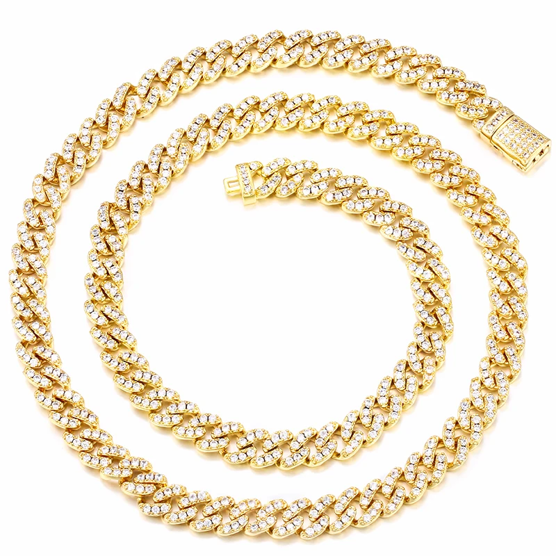 Прямая доставка, партиями по 6 мм льдом КУБИНСКИЙ звено цепи из 14-каратного золота с кубинский колье кубинский цепочки для женщин зубец Установка кубический цирконий камень
