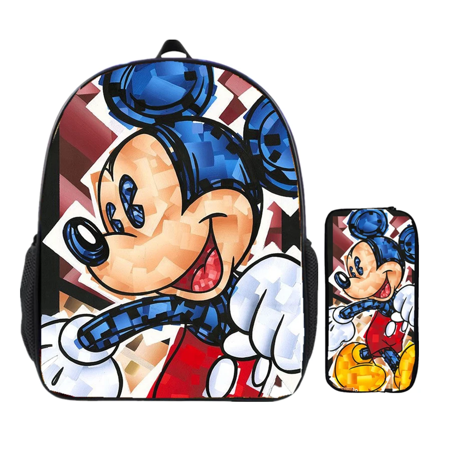 
New design mickey-mouse cartoon printing school bag set backpack kids with pencil 