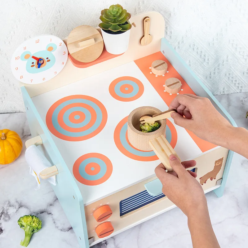 Unisex Kids Pretend Play Kitchen Simulation Toy Set Wood Play Kitchen for Boys and Girls