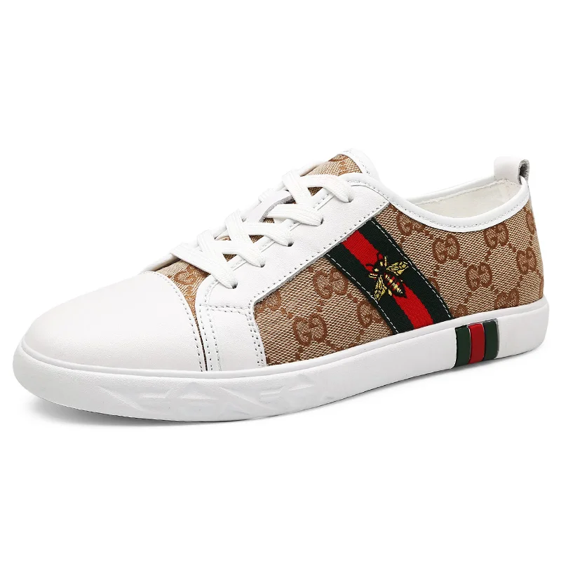 
Wholesale Embroidered Leather Tenis Sneakers Fashion Men Shoes Brand Designer Shoes Bee Luxury Shoes 