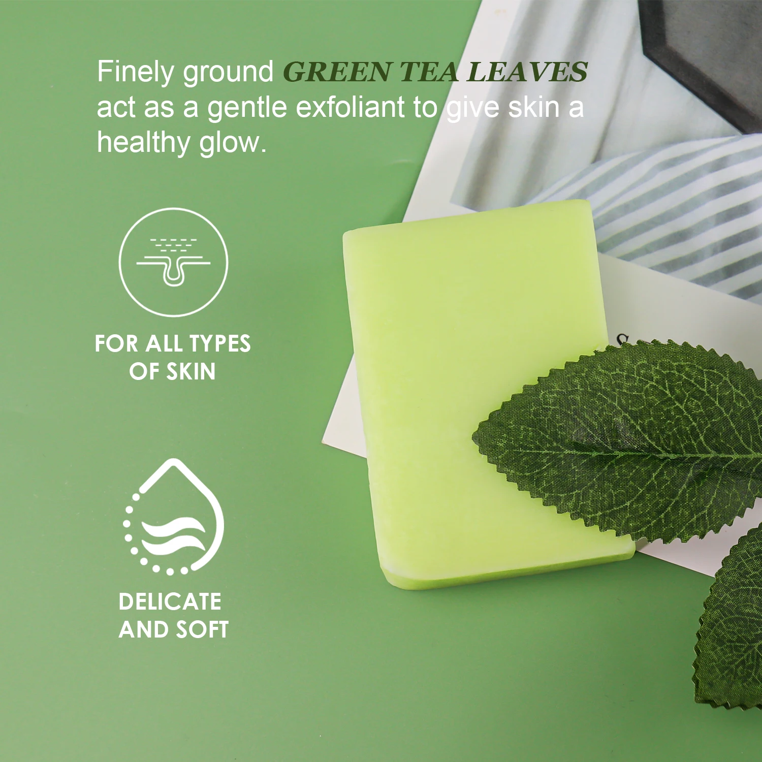 Custom Logo Olive & Shea Butter Green Tea Soap Lightening Exfoliating High Quality Hand Made Organic Soap Bar Handmade