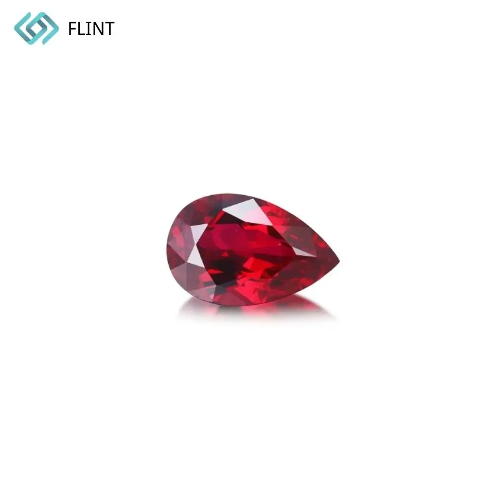 FLINT Factory Sale Gemstone Customized Size Square Cut 10*10mm Red Color Synthetic Stone
