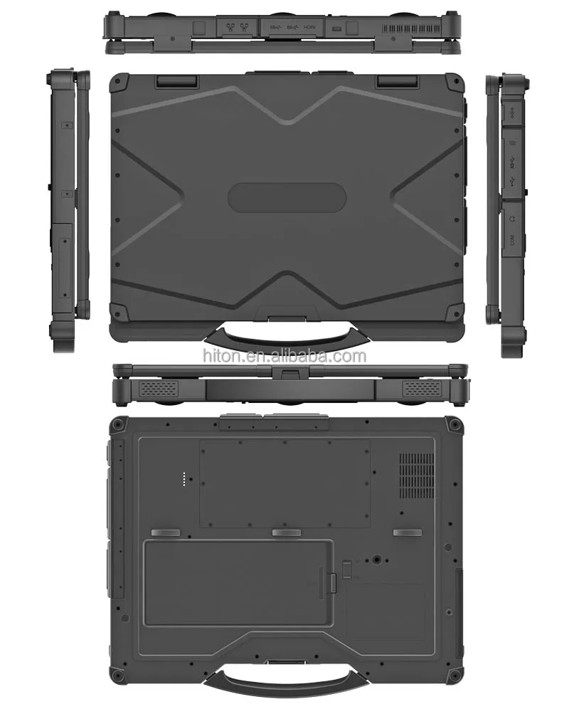 Cheapest Factory Intel i7-8550U 14inches 16GB+256GBssd IP65 rugged win-dows notebook industrial laptop pc with RJ45 or RS232/485