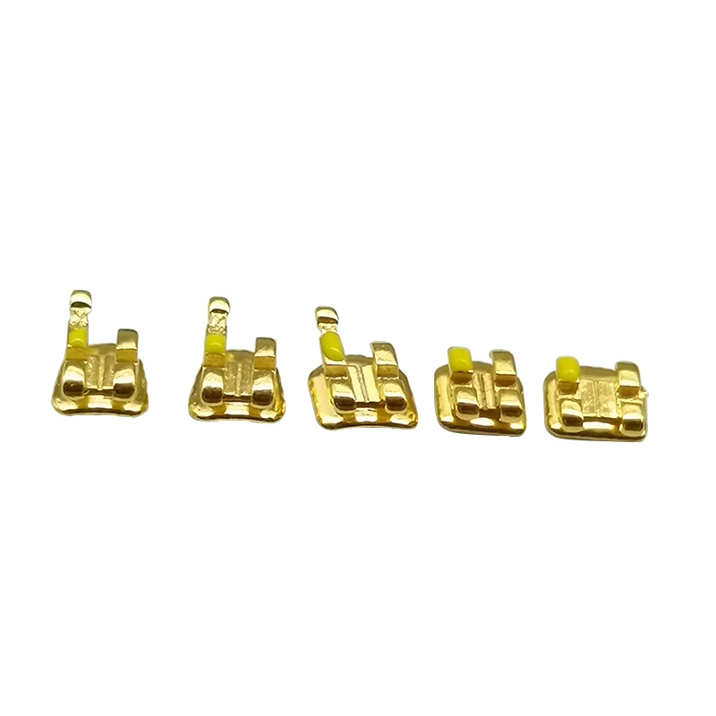 Factory Orthodontic Dental 18K Gold Metal Brackets Orthodontic Golden Color Roth/MBT Brackets