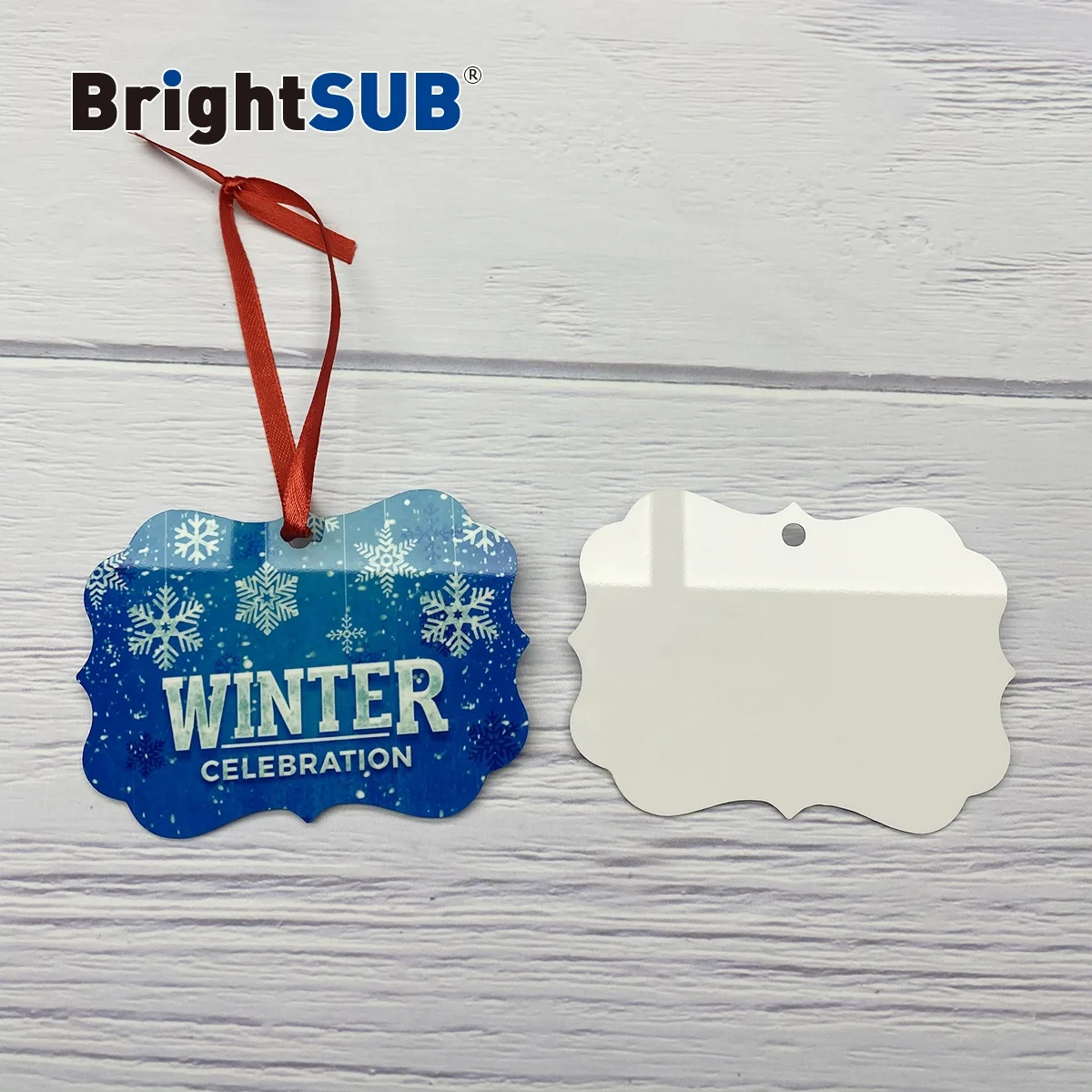 1mm BrightSUB Promotional Custom Shapes Dye Sublimation Aluminum Blanks Ornaments for Christmas Tree Hanging Decoration