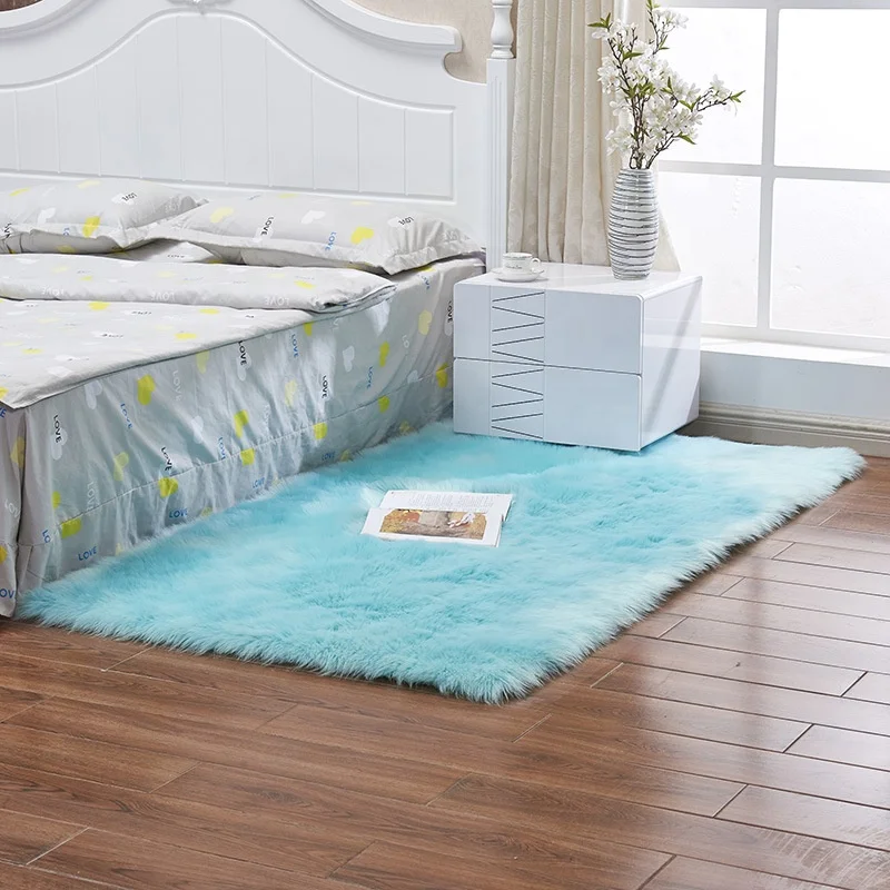 Home Use Anti-slip Soft Fluffy Area Rug Washable Artificial Hotel Faux Fur Sheepskin Shaggy Carpet And Rugs