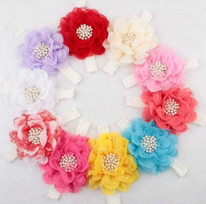 Fashion euramerian lace flower accessories crochet baby girl headband