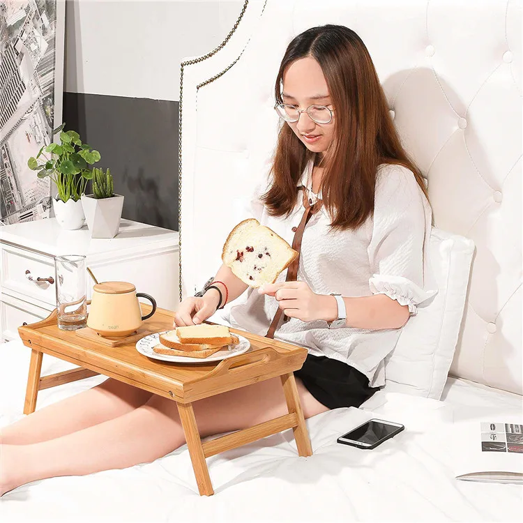 Cheap Price Breakfast Tray Table with Folding legs - Serving tray bamboo - dinner trays, tea tray, bed trays for eating