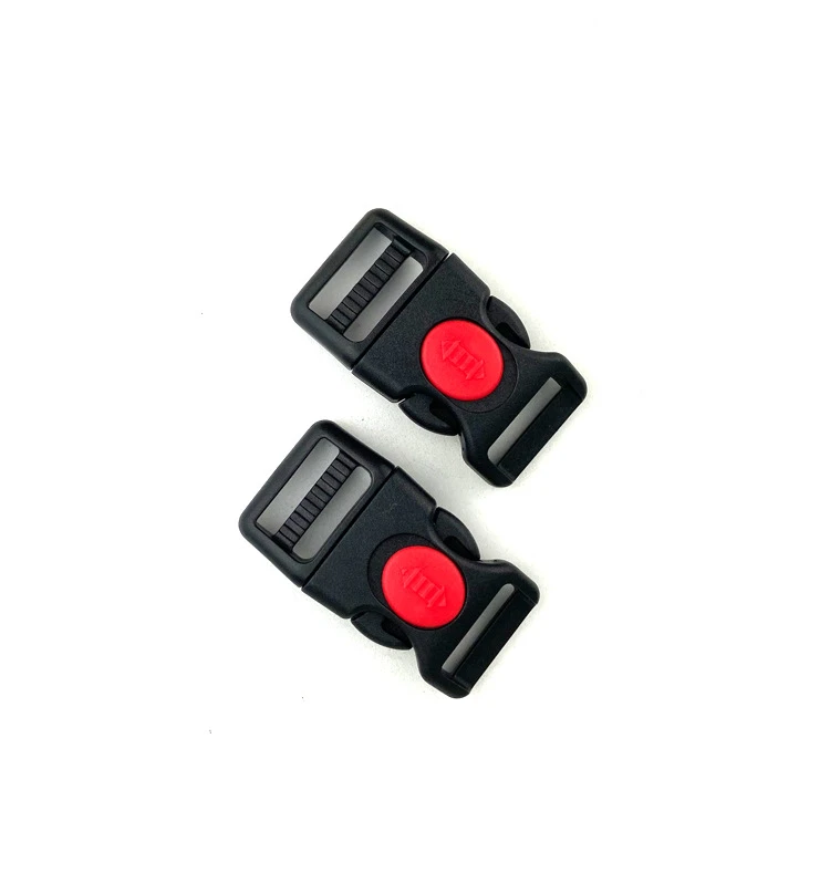 20mm black pom Durable Slip Lock finger sliding switch Plastic side quick release Buckle Bag Red Button for nylon webbing strap