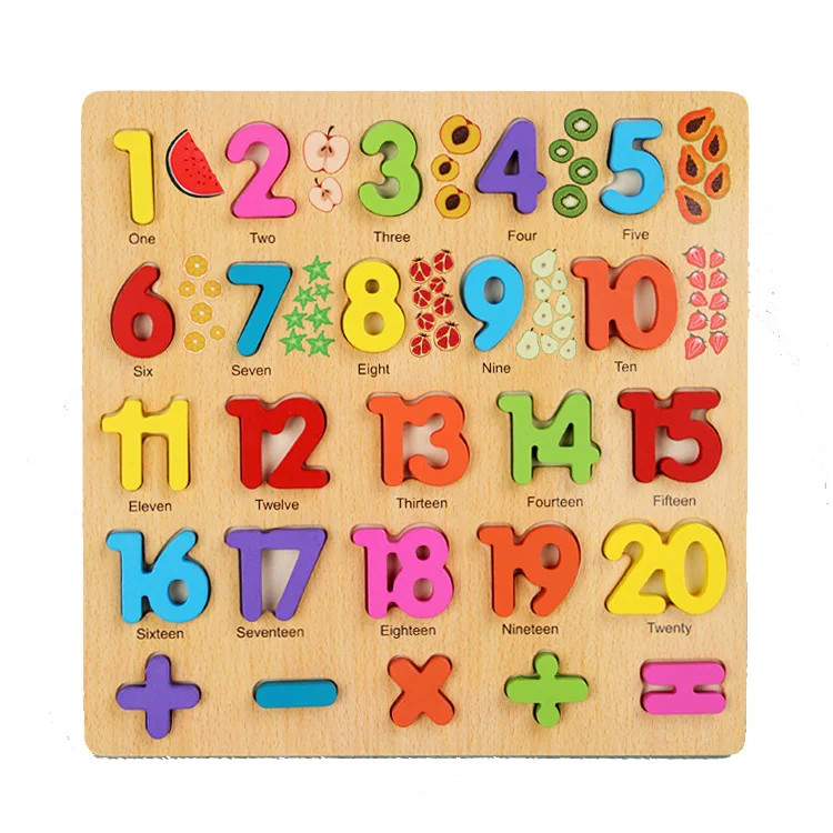 3D Kids Learning Wooden Jigsaw Puzzle Toys Wood  Numbers Shape Puzzle for Toddler
