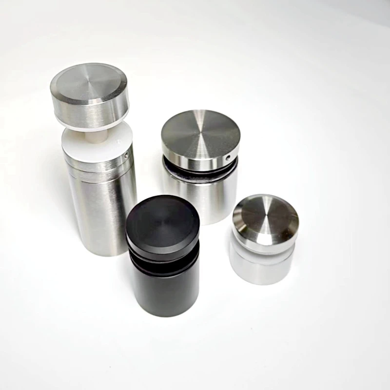 Glass Balustrade Stainless Steel Railing Design Black D 38 mm Adjustable Glass Standoff for 16 mm glass railing staircase