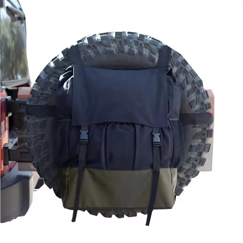 custom Heavy Duty Large Capacity Semi Waterproof Spare Tire Trash Bag Cover with Many Small Pockets for camper& truck and Jeep