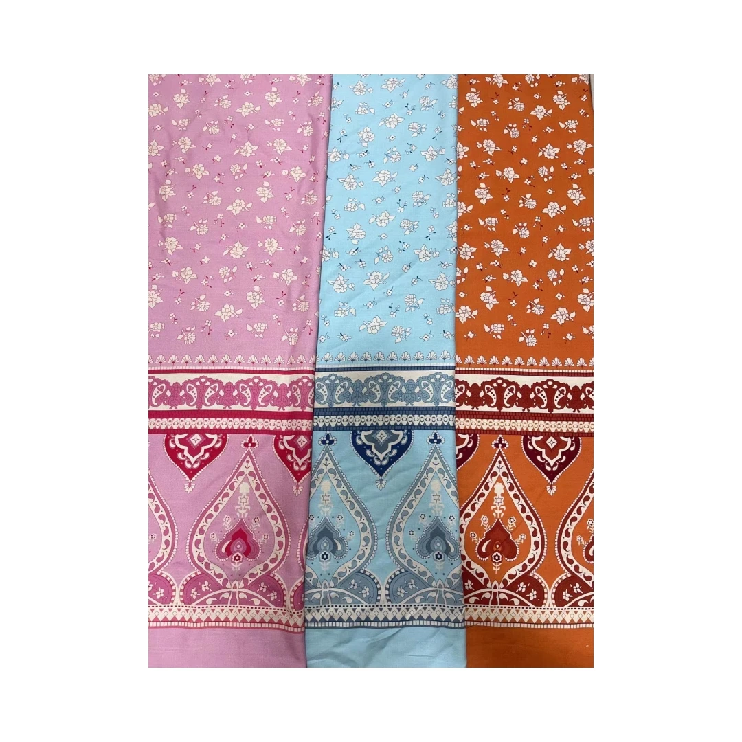 Bilateral positioning pattern design reactive print 100% rayon fabric challis floral slub rayon printed fabric for dress