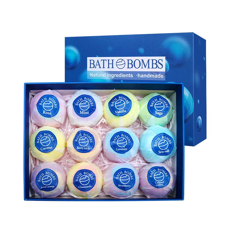 Wholesale Private Label Organic Bath Bombs Rainbow Bathbombs Luxury 12 Pack Bath Bombs Holiday Gift Set