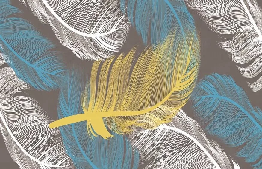 Romantic artistic unique special feather design custom size fabric high-end wall mural