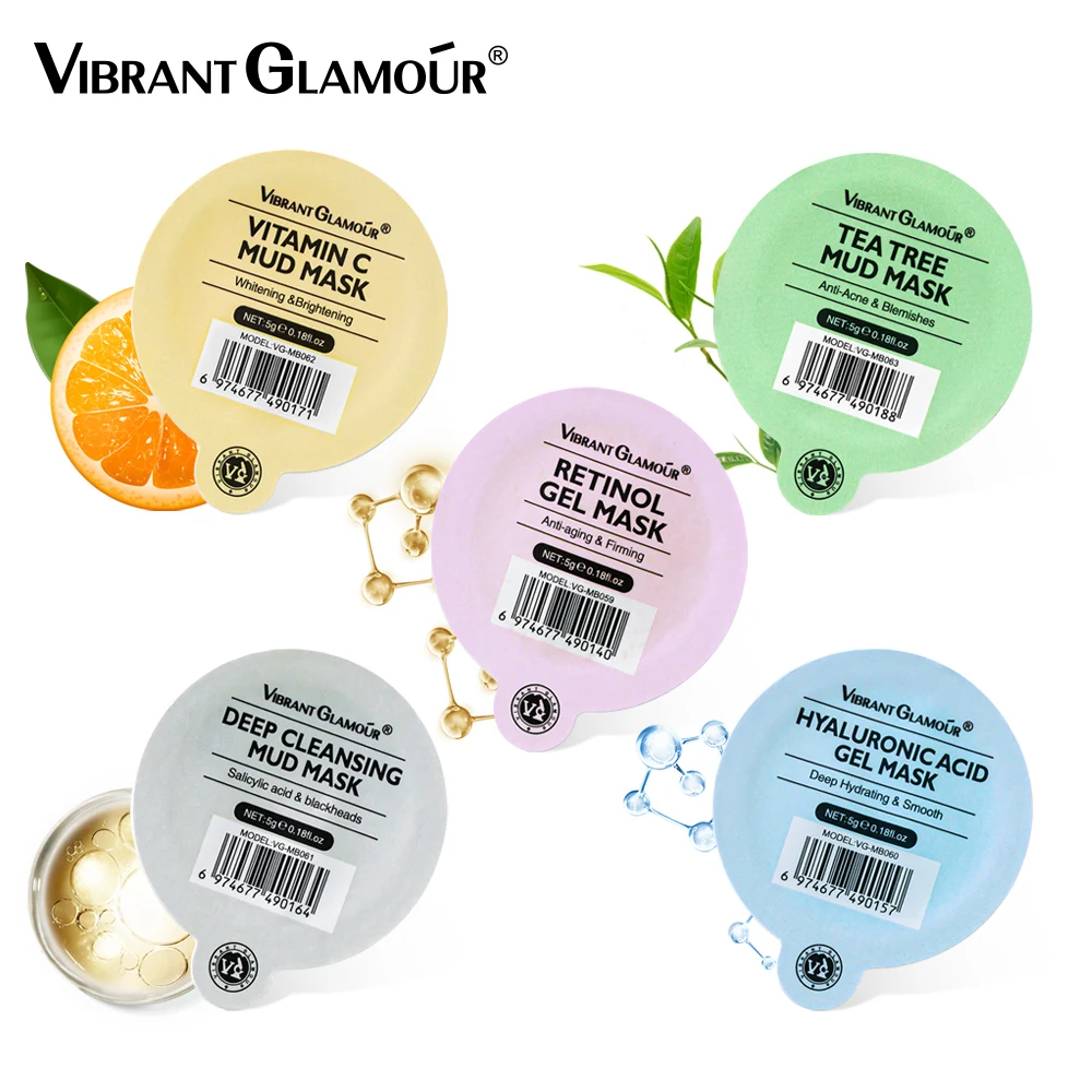 VIBRANT GLAMOUR face Gel & Mud Retinol Anti-aging Salicylic Acid Tea Tree Oil Acne Treatment Remove Blackheads Hyaluronic Acid M