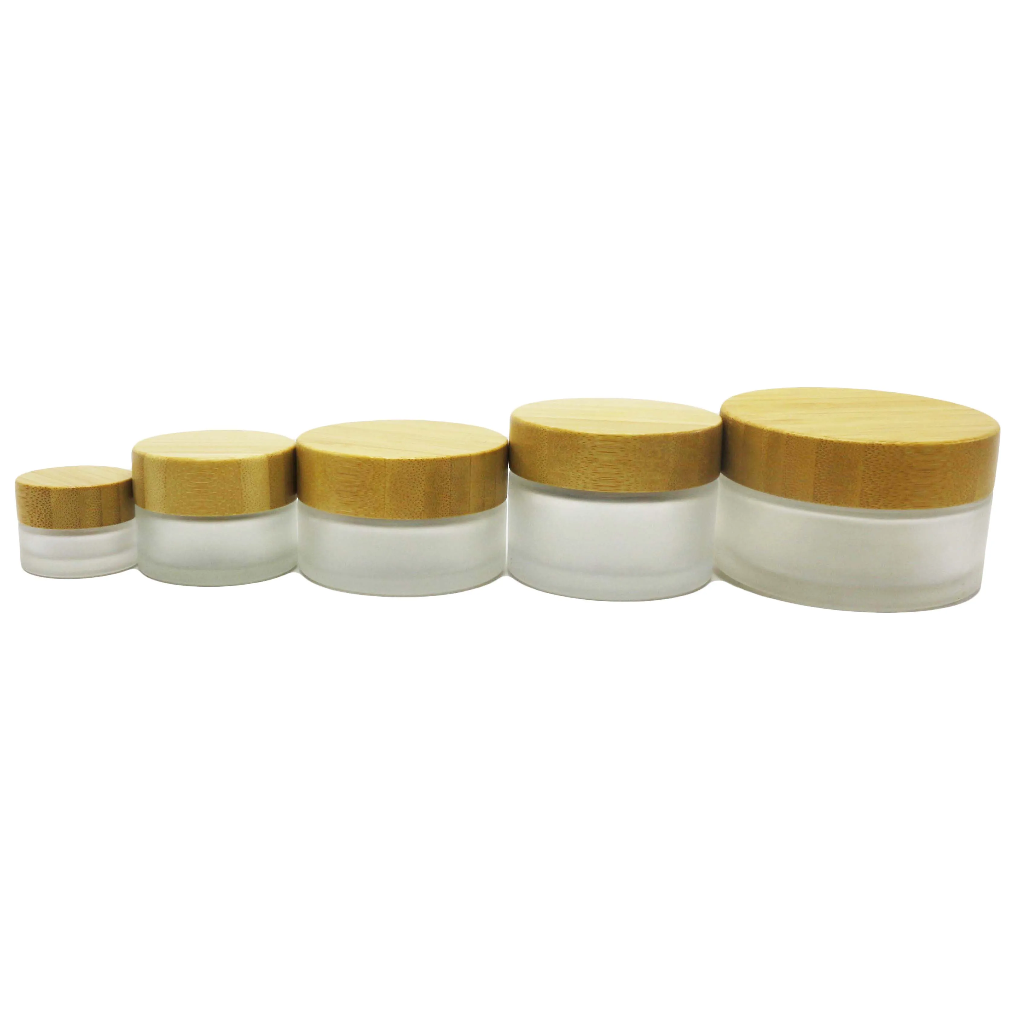 wide mouth glass jar bamboo lip balm container BJ-888C