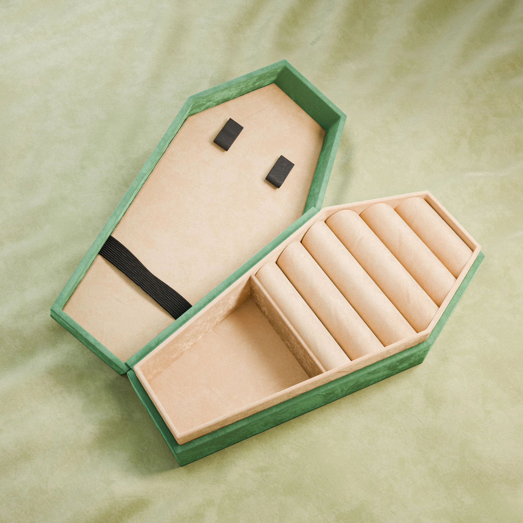 New Design Coffin Shape Velvet Jewelry Box for earrings, Fashion Jewelry Packaging Gift Box