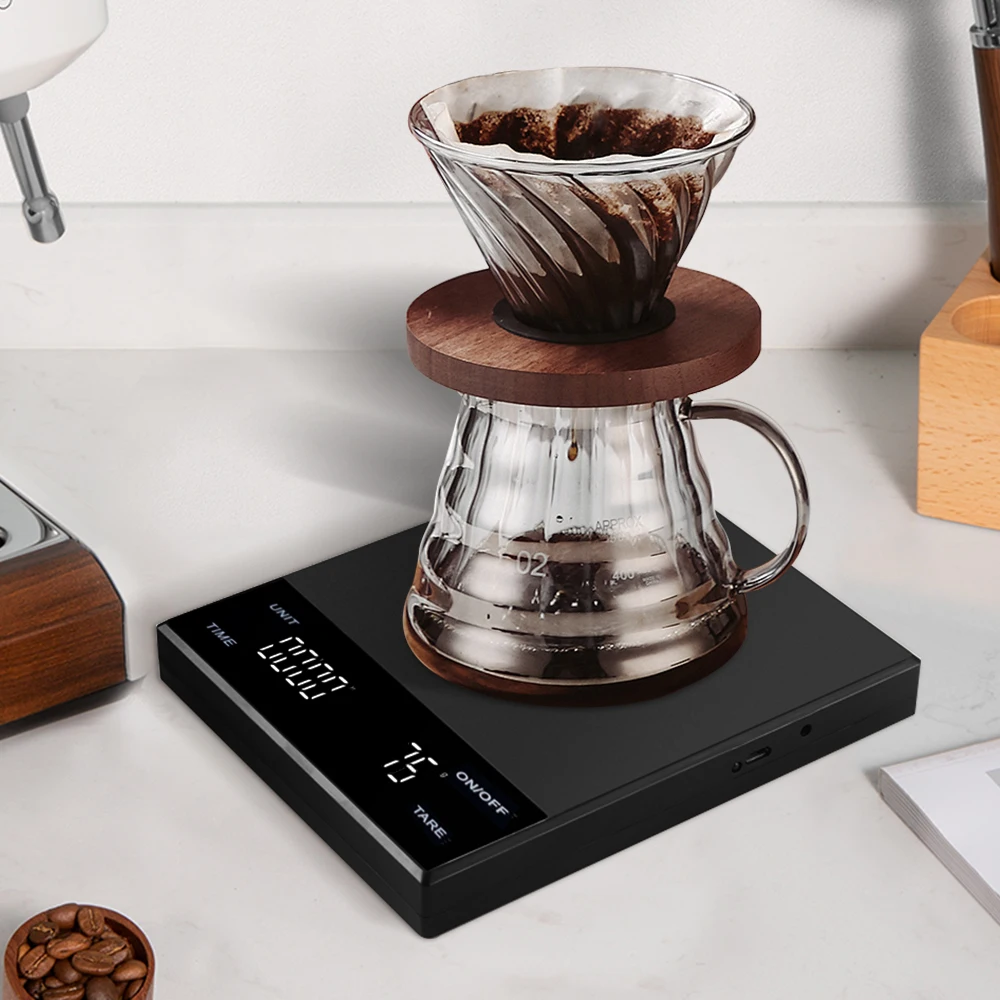 Profesional High-precision led display digital bean weighing grinder drip espresso scale coffee scale with timer