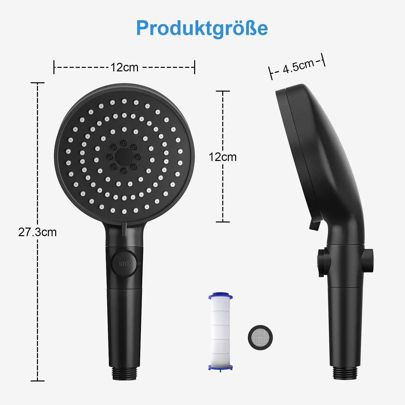 5 Function High Pressure Shower Head Handheld Bathroom Spray Shower Head With Filter