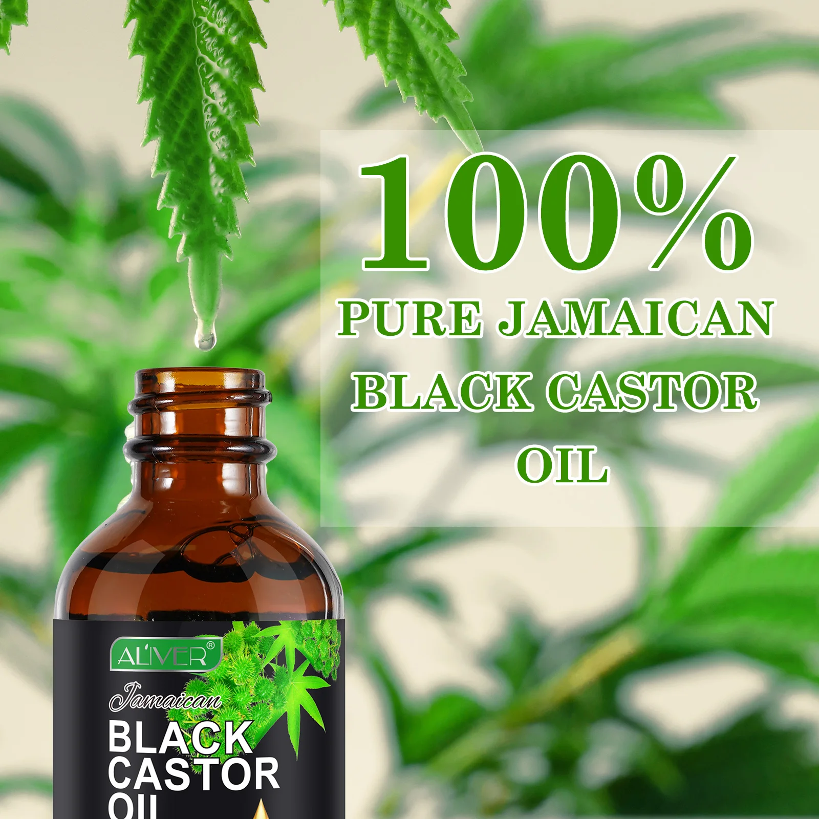 ALIVER women full body massage oil,60ml detox immune enhancing pure black castor oil jamaican natural,cold pressed castor oil
