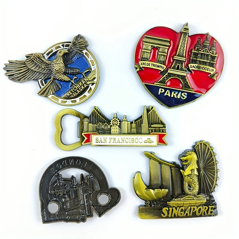 3D Metal Tourist Magnet Scenic World Attraction Souvenir For Fridge
