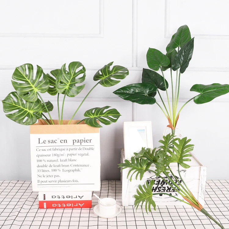
Indoor Decorative Real Touch Tropical Green Plants Artificial Banana Palm Eucalyptus Monsteras Leaves for Sale 