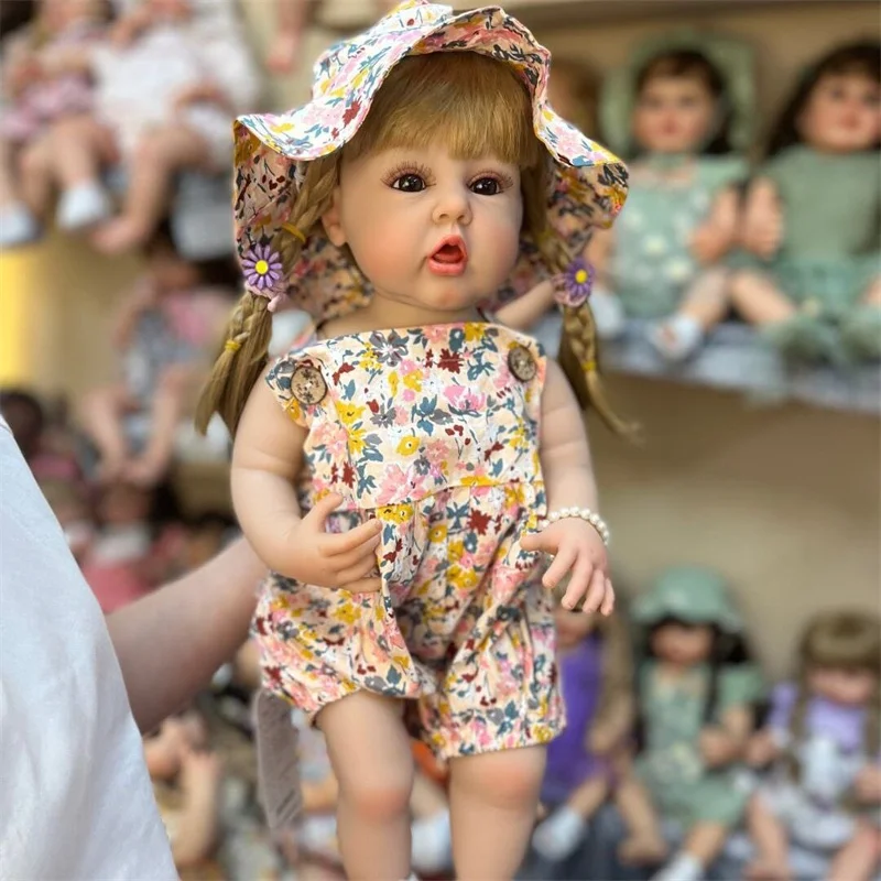 NPK 55CM Princess Lifelike Soft Touch Christmas Gifts Full Body Reborn Toddler Girl Doll for Children
