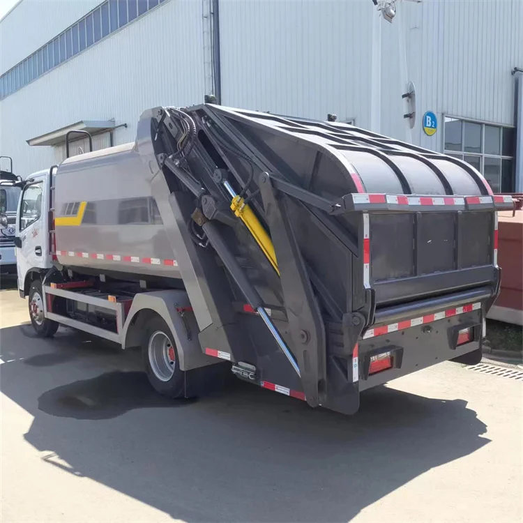 cheap Dongfeng 7cbm Waste rubbish Garbage Compressed Truck Rear loader trash truck with hopper  Rear loader trash trucks