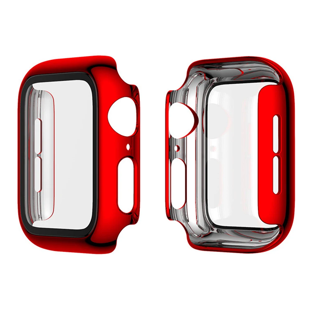 Чехол для iWatch металлический цветной хромированный пластиковый чехол с закаленным защитным экраном корпуса Apple