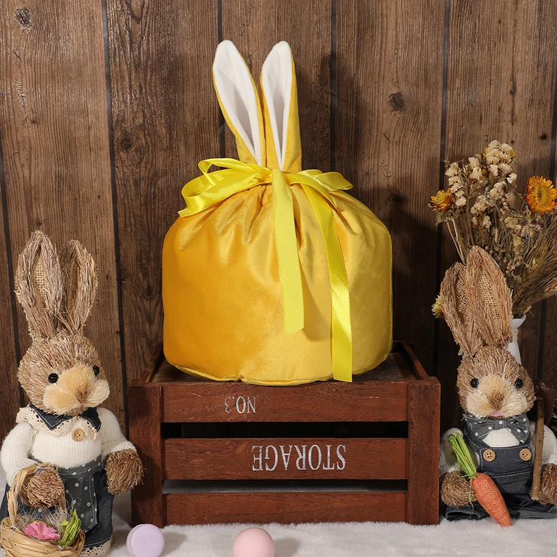 Wholesale Luxury Easter Kids Party Gifts Bag Sublimation Big Bunny Ear Bag Soft Velvet Easter Bunny Bag