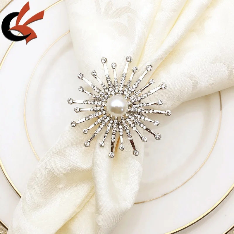 Restaurant & Hotel & Party fashion pearl and rhinestone Napkin Ring