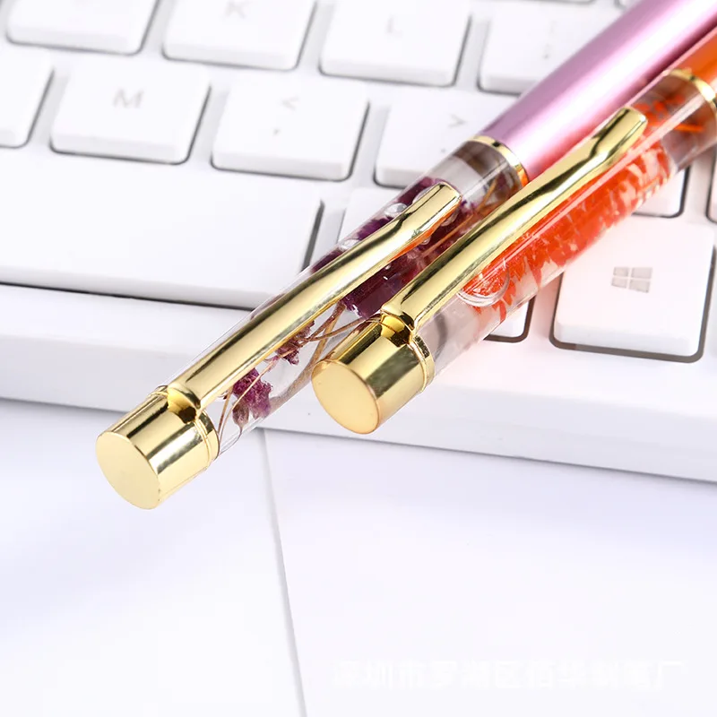 Жидкий Цветочный Кристалл подарок шариковая ручка цветочный зажим поворотная с пользовательским логотипом