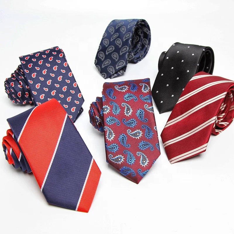 Luxury Navy Red Stripe Floral Tie Men Business Paisley Dot Necktie Cravat