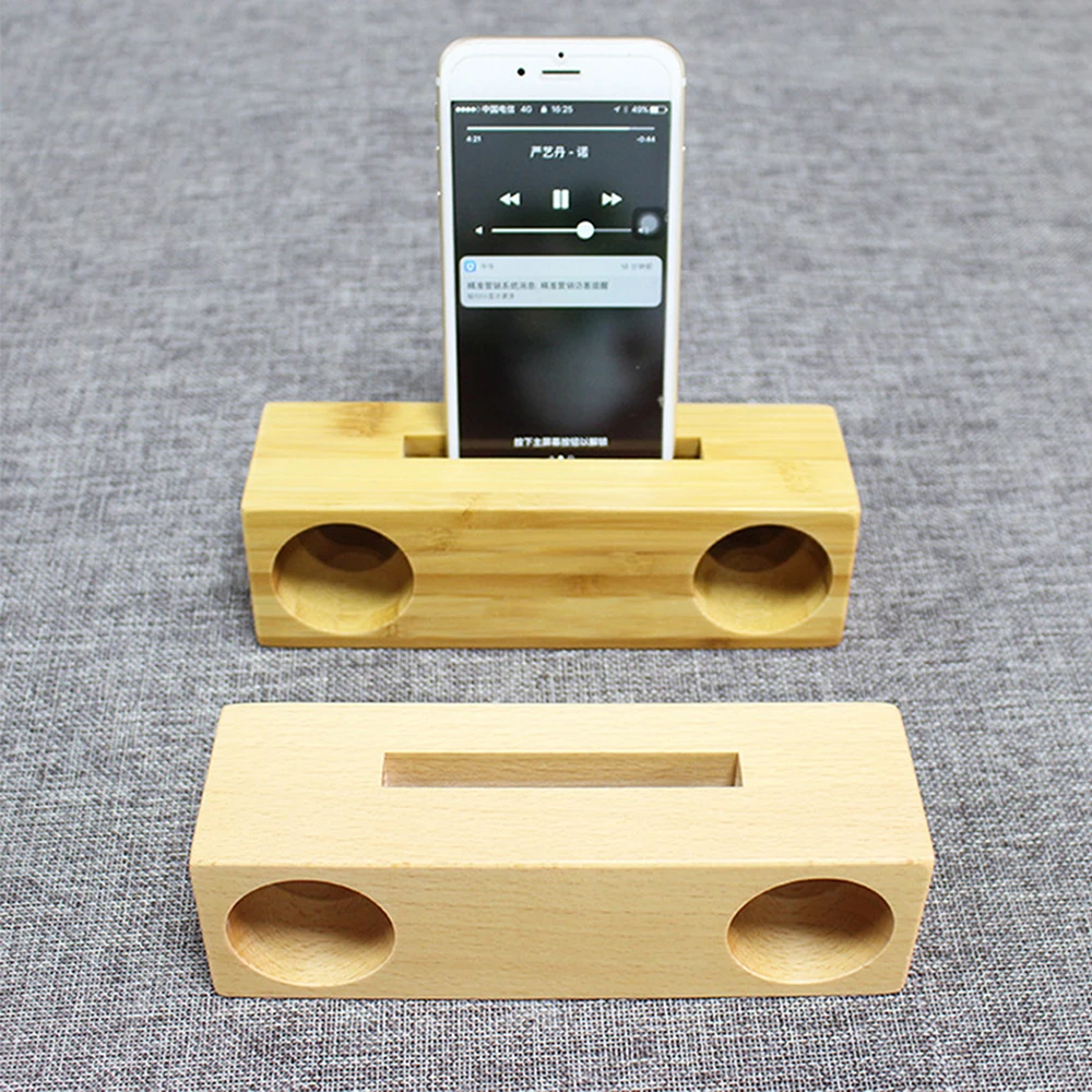 Mobile Phone Loudspeaker Speaker Phone Holder Indoor Bamboo Stand Multifunctional Sound Amplifier Desktop Stand