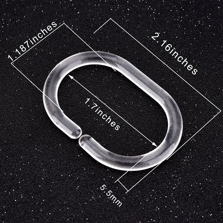 Clear Plastic Shower Curtain Hook Bath C Type Curtain Glide Hanger Bathroom Hanging Hooks