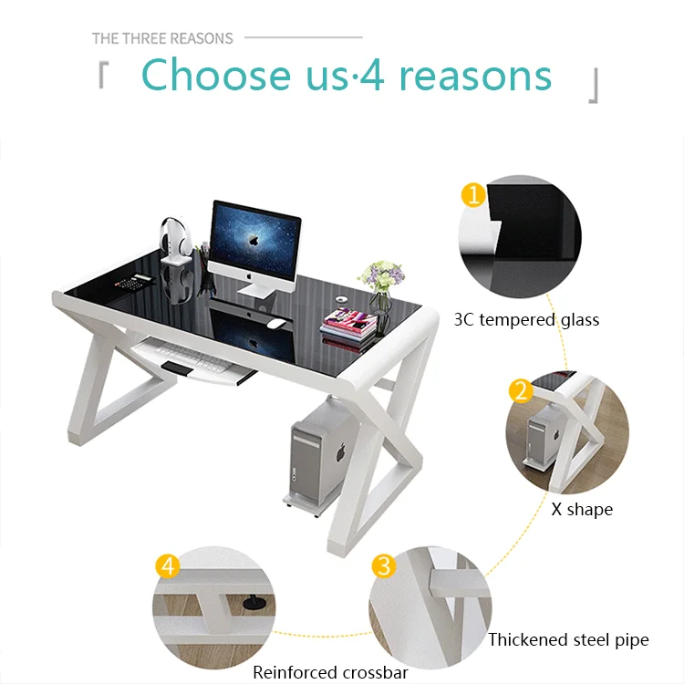 hot selling Nordic style luxury glass modern executive desk ergonomic  home furniture office computer desk