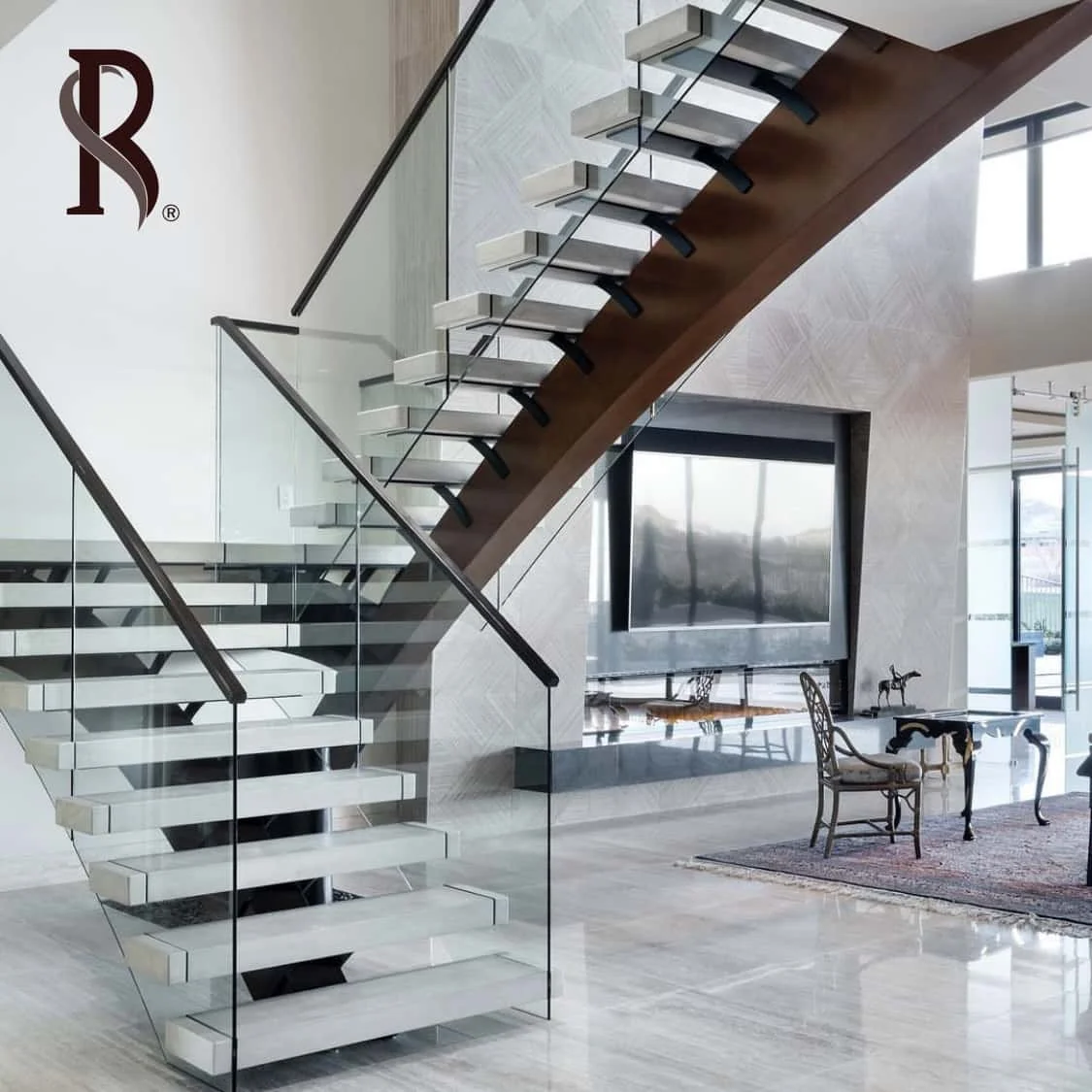 Rising Australian Luxury design indoor straight staircase indoor straight stairs internal straight staircase with factory price