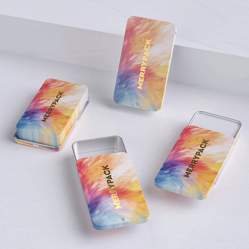 High quality square sliding metal boxes for sweets pill candy balm container slide tin packaging