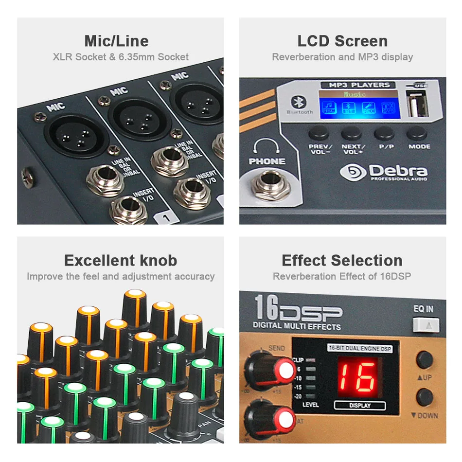 Pro Sound Powered Mixer 6 Channel Karaoke professional Multifunction audio mixer DJ console with DSP EFX