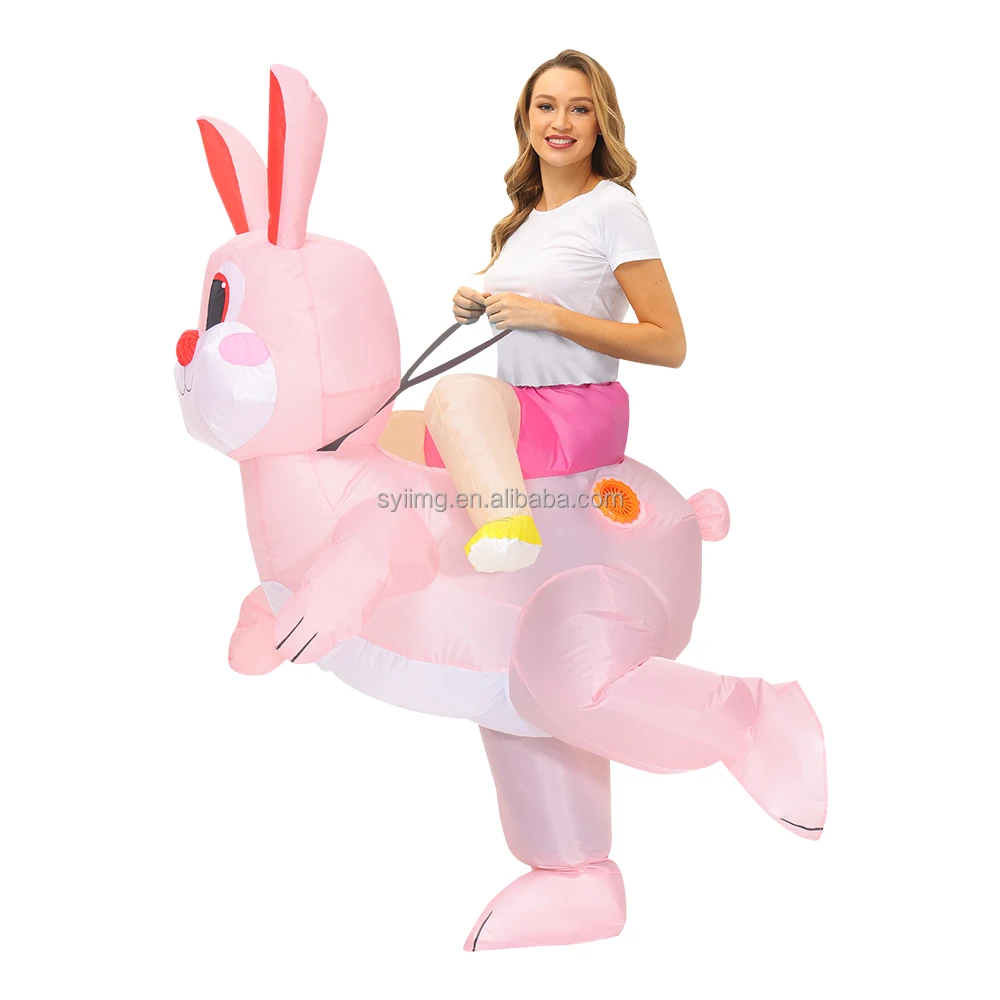 Ride on Rabbit Inflatable Costume A Child Holiday Party Giant Inflatable Costumes Easter Customize Costumes Blow Up Suit