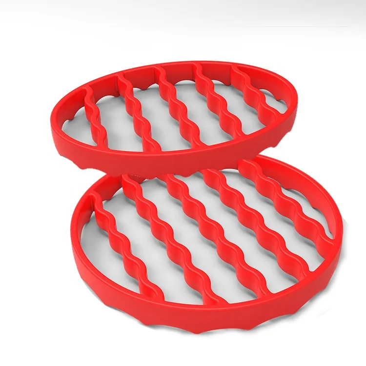 2 Pack Steaming Roasting Accessories Compatible BBQ Silicone Roasting Rack Round & Oval Roaster Racks