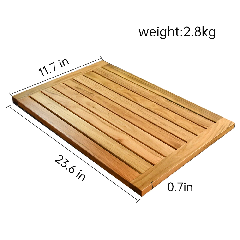 Natural Eco Friendly Spa Foldable Waterproof Non-slip Wood Tub Sauna Bathroom Bamboo Wooden Shower  With Silicone Anti-Skid Pad