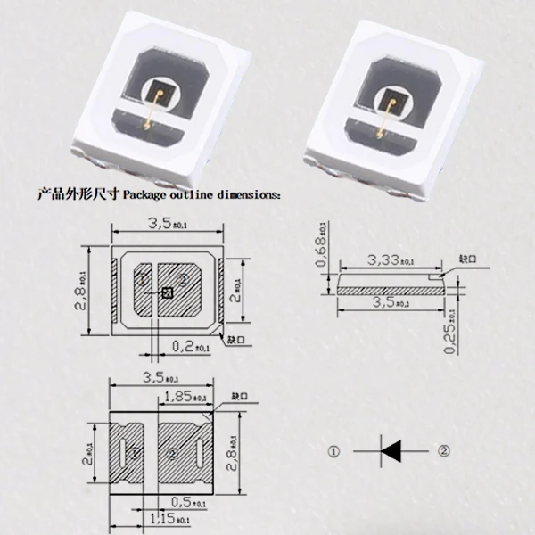 High Power SMD LED Chips ROHS Certified 0.1W 0.2W 0.5w 940nm High Lumen EPileds Chip for IR RGB RGBW 3838 2835/3535/5050