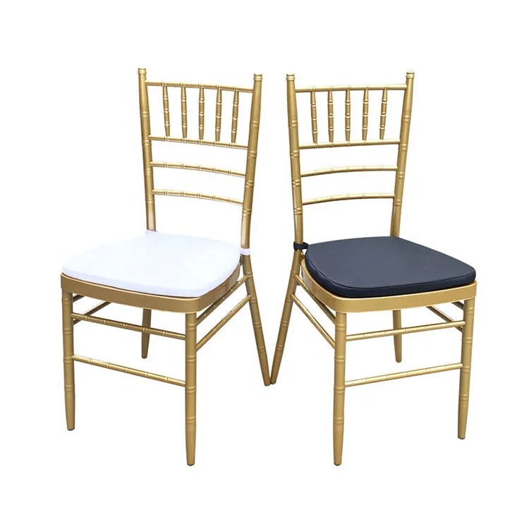 Supplies China Factory Metal Gold White Weddings Banquet Chiavari Chair With Cushion For Events hotel chairs
