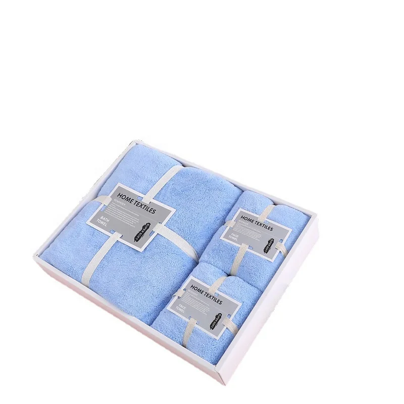 bath towel set gift thick coral fleece soft absorbent face towel bath set
